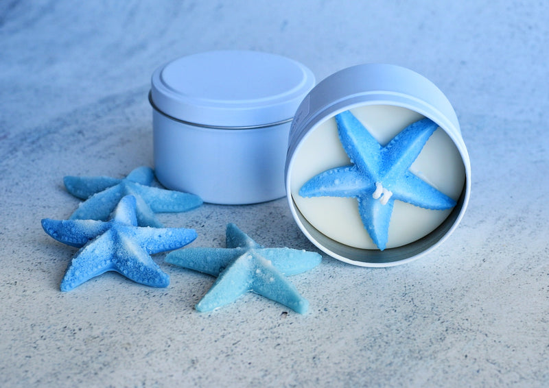 Seaside Blues Candle - Starfish (large tin with lid)