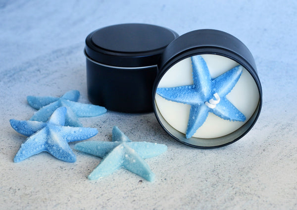 Seaside Blues Candle - Starfish (large tin with lid)